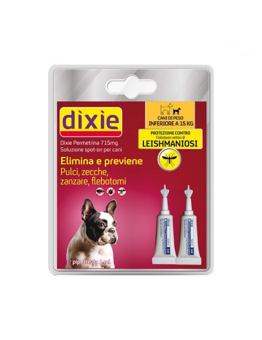 Dixie Spot-On Per Cani Minore15 Kg. 2 Pipette