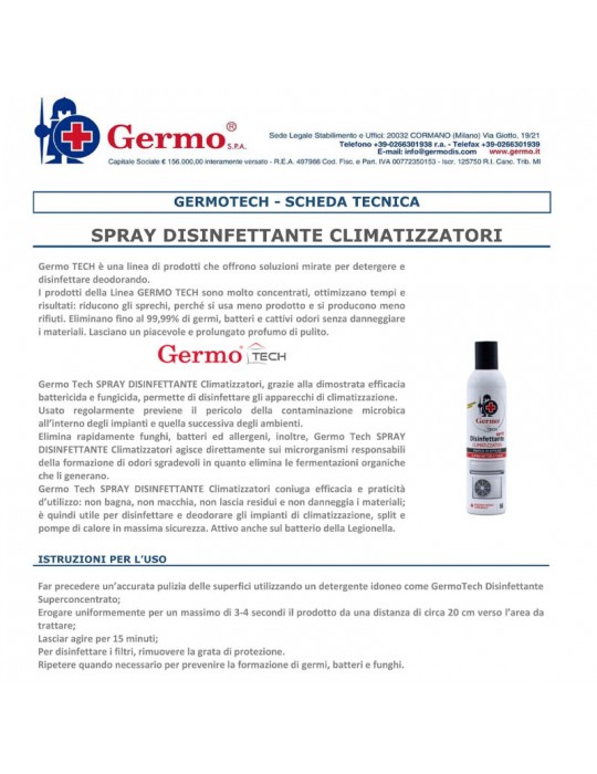 Germo Tech Disinfettante Spray Climatizzatori 400ml - Golmar